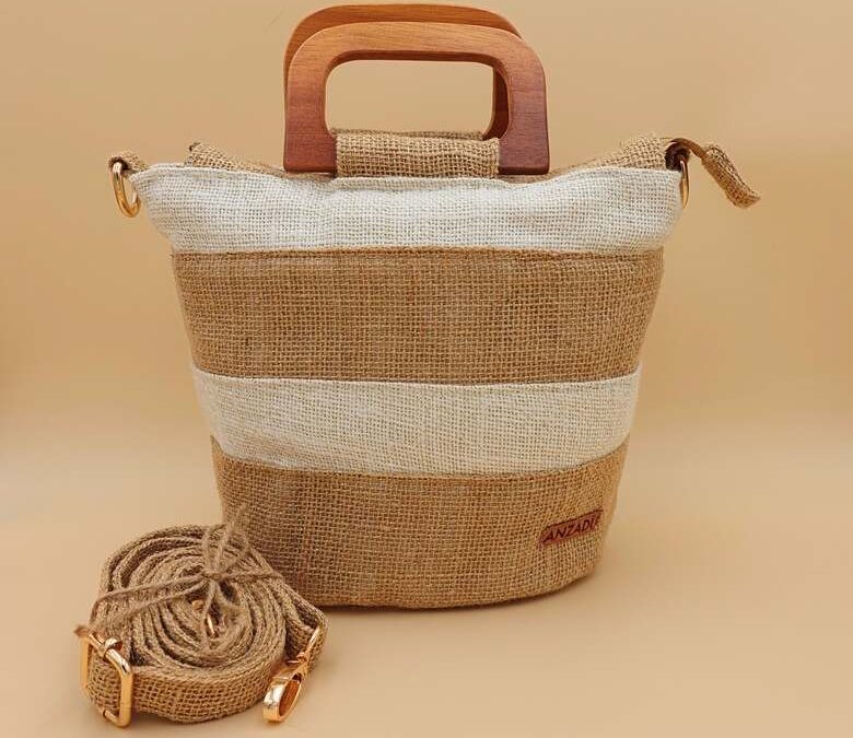 bolso de mujer de yute arena