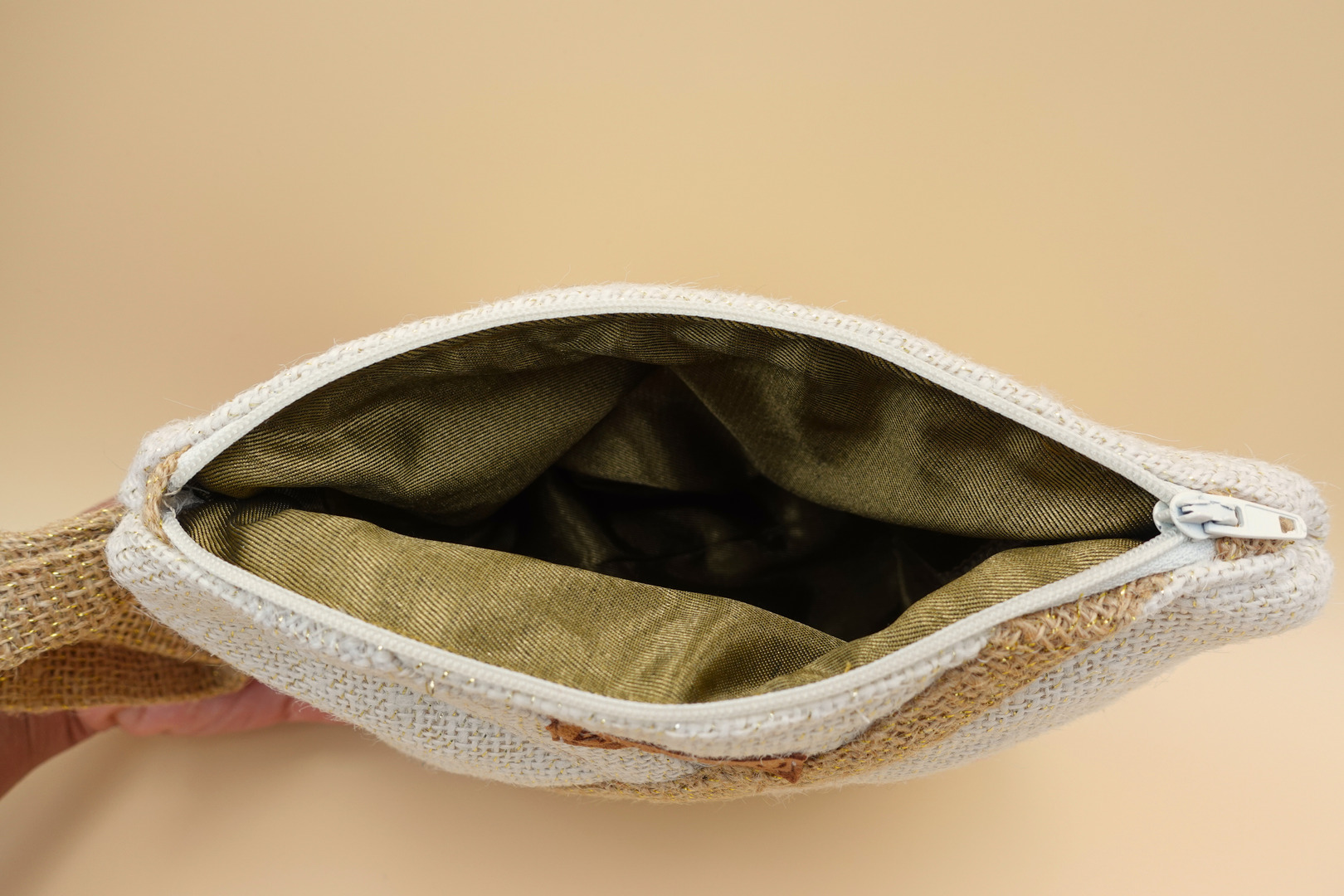 neceser de mujer de yute arena interior