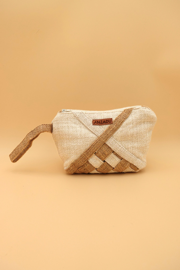 neceser de mujer de yute arena